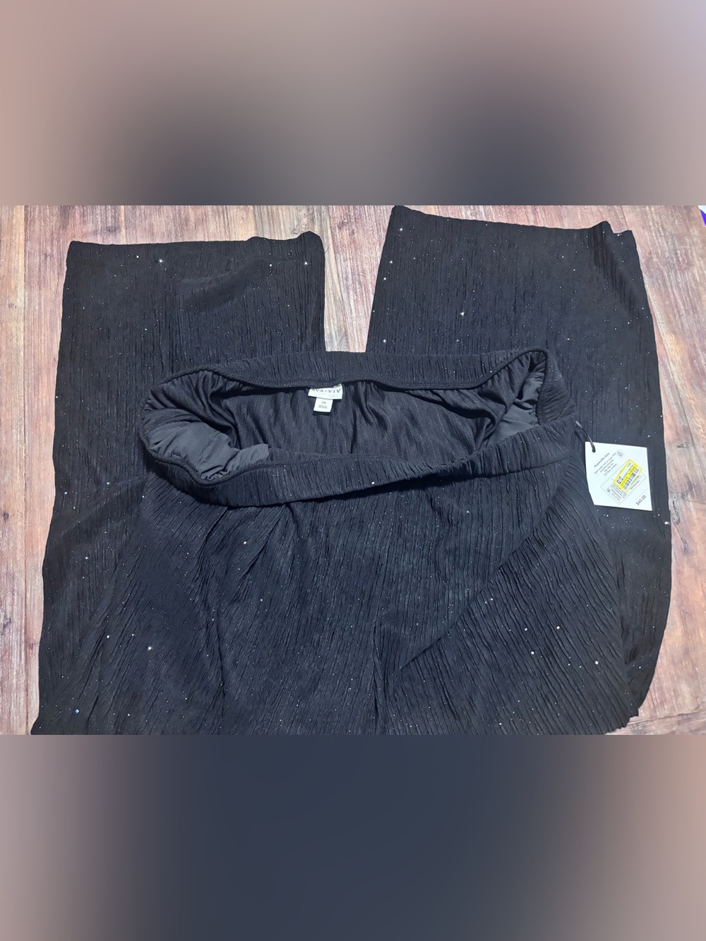 Ava & Viv Black Wide Leg Pants with Subtle Sparkle - Picture 2 of 2